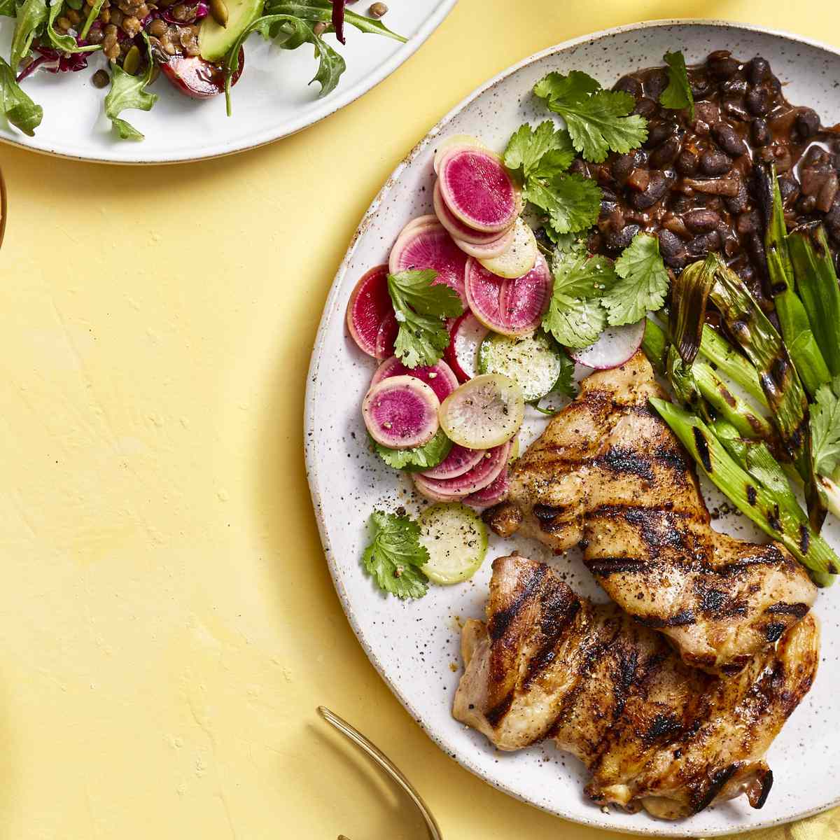 Grilled Chicken with Mole Black Beans 