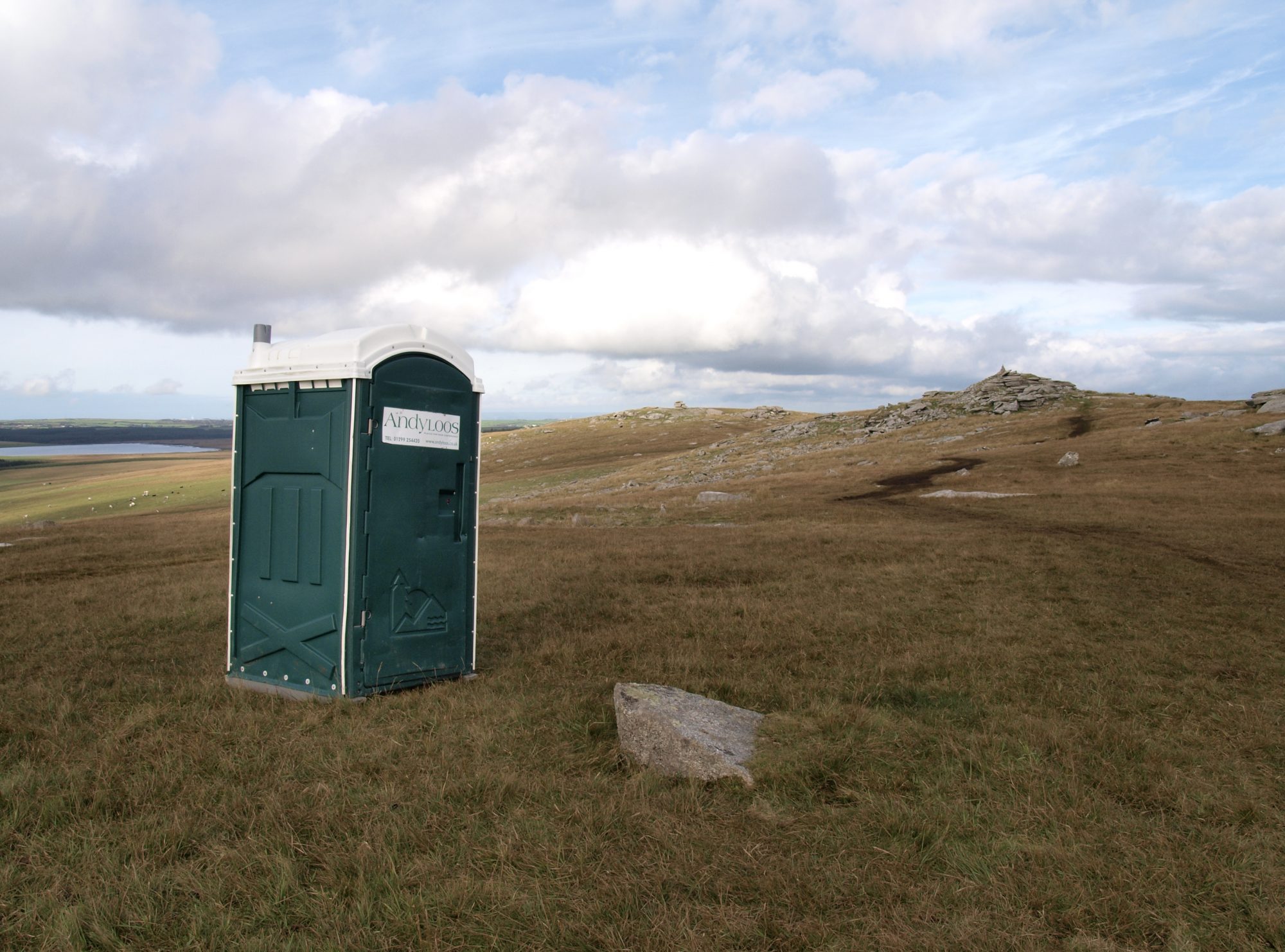 Portaloo in the middle of nowhere on Roughtor, Davidstow, Bodmin Moor, Cornwall