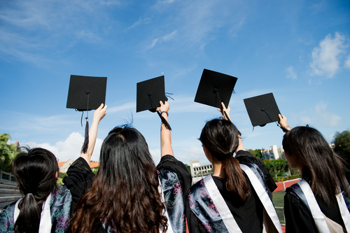 Women graduating from college