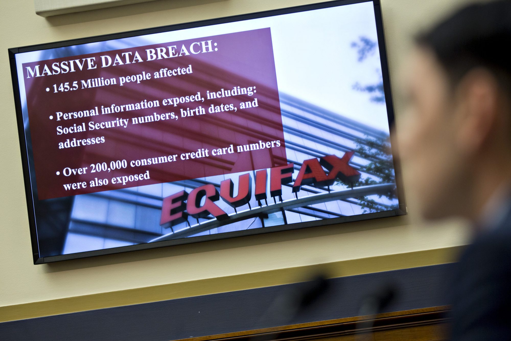 Photo of an Equifax Inc. Slide Displayed on a Monitor