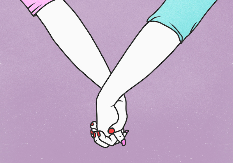 Illustration of friends holding hands
