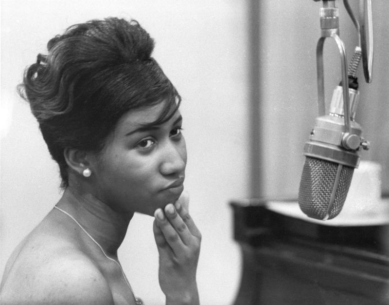 Aretha Franklin in the music studio in 1962