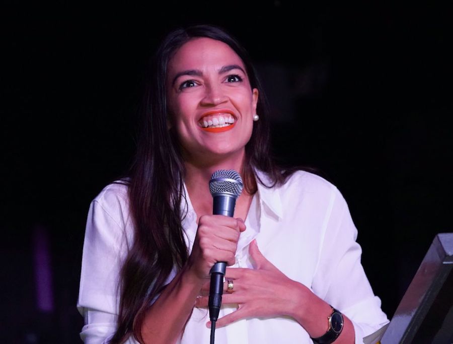 Alexandria Ocasio-Cortez at election night party, 2018