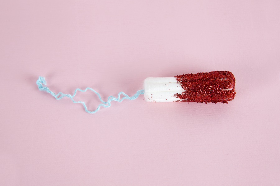 tampon with red glitter for blood