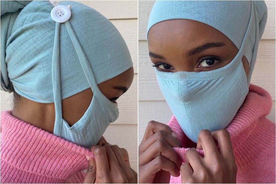 halima aden protective face mask hijab