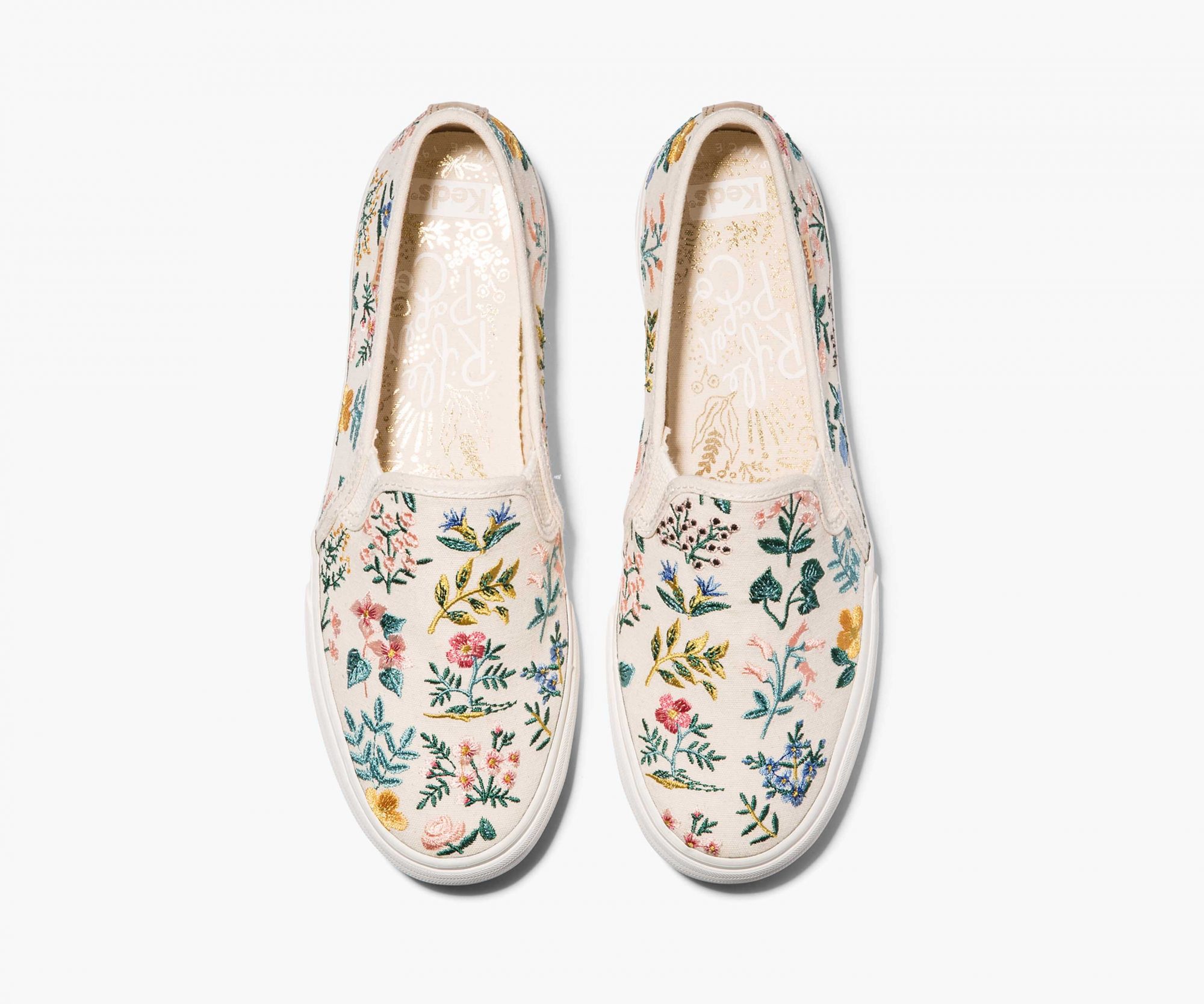 Rifle Paper Co. x Keds fall 2020 collection wildflower embroidered double decker slip on