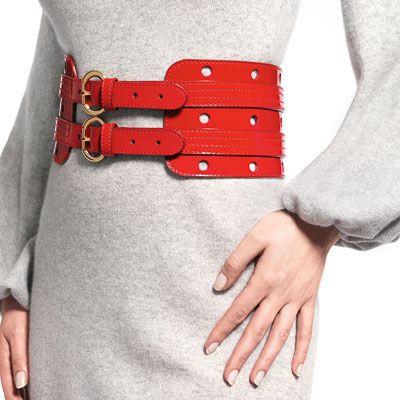 25. Raise the style bar of a simple dress with a wide, twin-buckle belt.