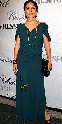 Salma Hayek in Gucci and Chopard jewelry, Chopard trophy presentation and after-party, 2008 Cannes Film Festival, Fashion
