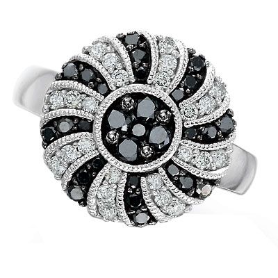 Zales Black and White Diamond Pinwheel Ring