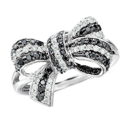 Zales Black and White Diamond Ribbon Ring