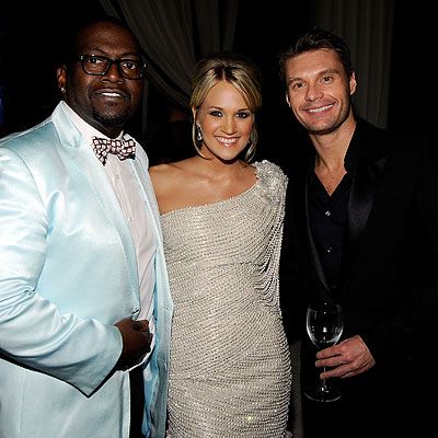 Randy Jackson, Carrie Underwood in Georges Chakra, Ryan Seacrest, Elton John AIDS Foundation party, 2009 Oscars, Academy Awards