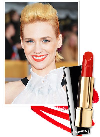 January Jones's modern, orange-based lipstick