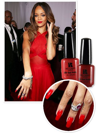 Rihanna's Red Grammy mani matched perfectly with her bright red dress