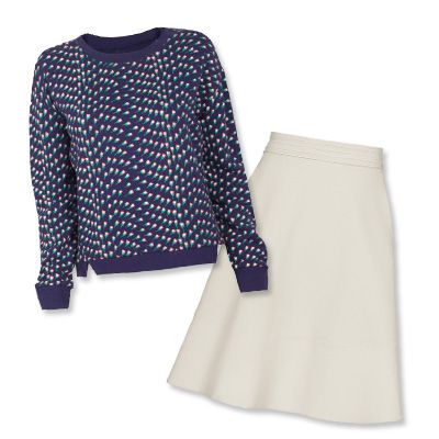 Band of Outsiders sweater and Reiss skirt
