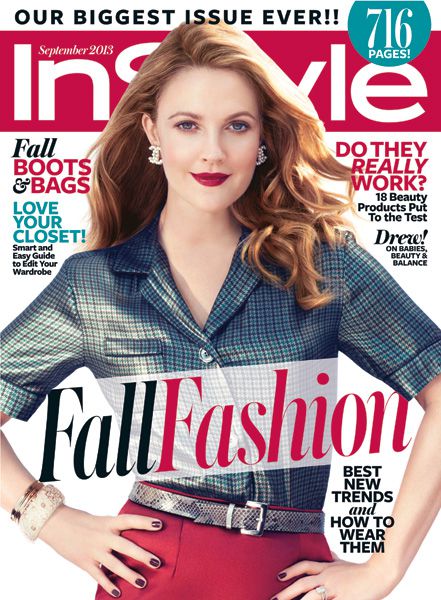 InStyle Covers - September 2013, Drew Barrymore