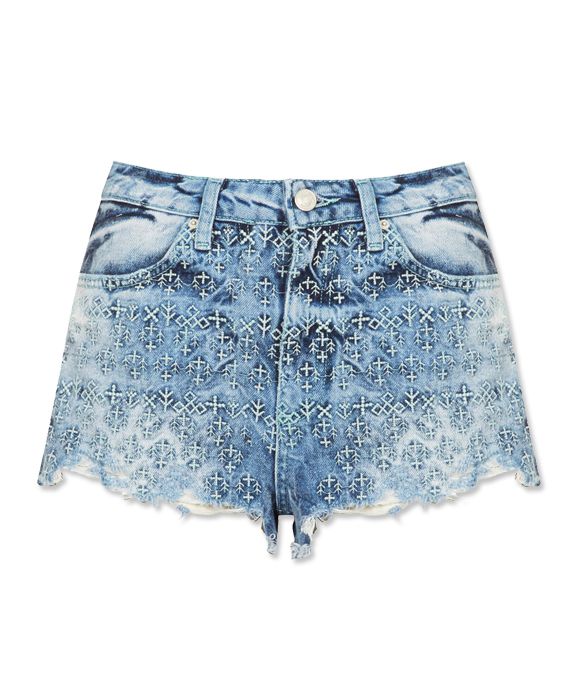 Topshop Embroidered Cut-Offs