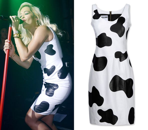 Rita Ora wears Moschino cow prints
