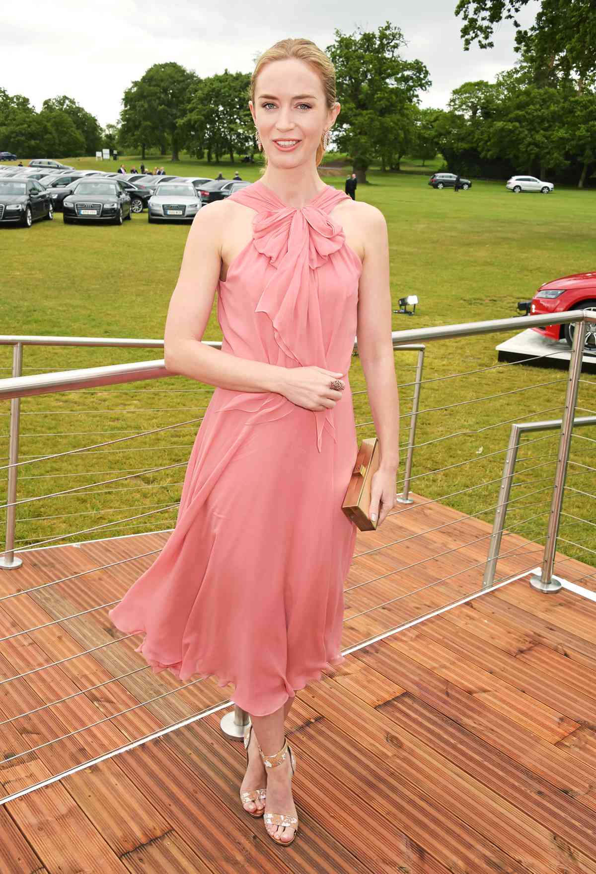 Emily Blunt attends day two of the Audi Polo Challenge at Coworth Park on May 31, 2015 in London, England.