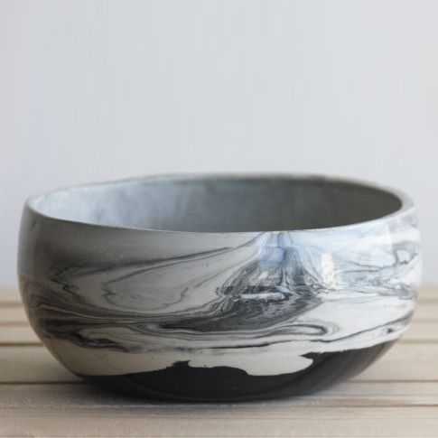 One and Many Marble Handmade Ceramic Bowl with Glossy Glaze