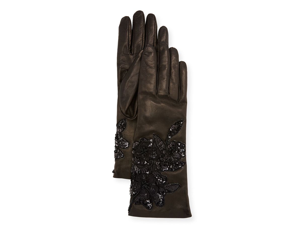 Sequin Leather gloves