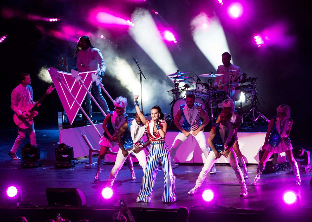 Katy Perry performs during a fundraiser for Democratic presidential candidate Hillary Clinton at Radio City Music Hall on March 2, 2016 in New York City. Clinton won seven states in yesterday's Super Tuesday.