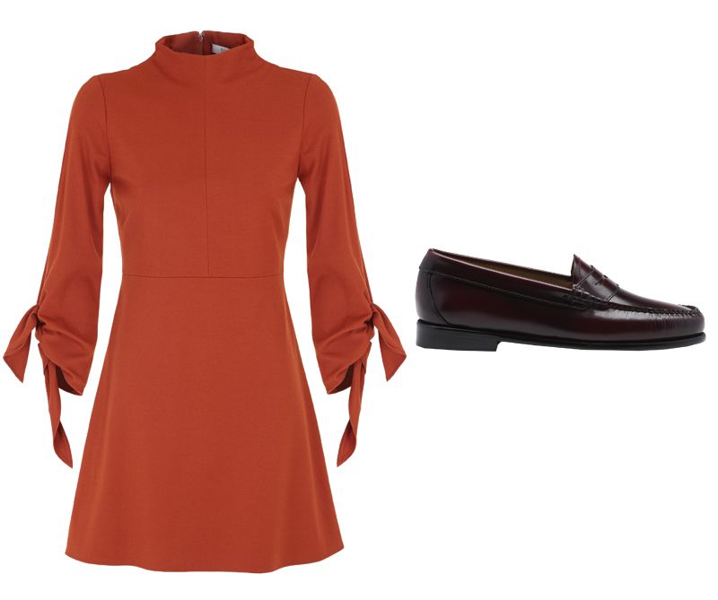 Fit-and-Flare Dress + Penny Loafers