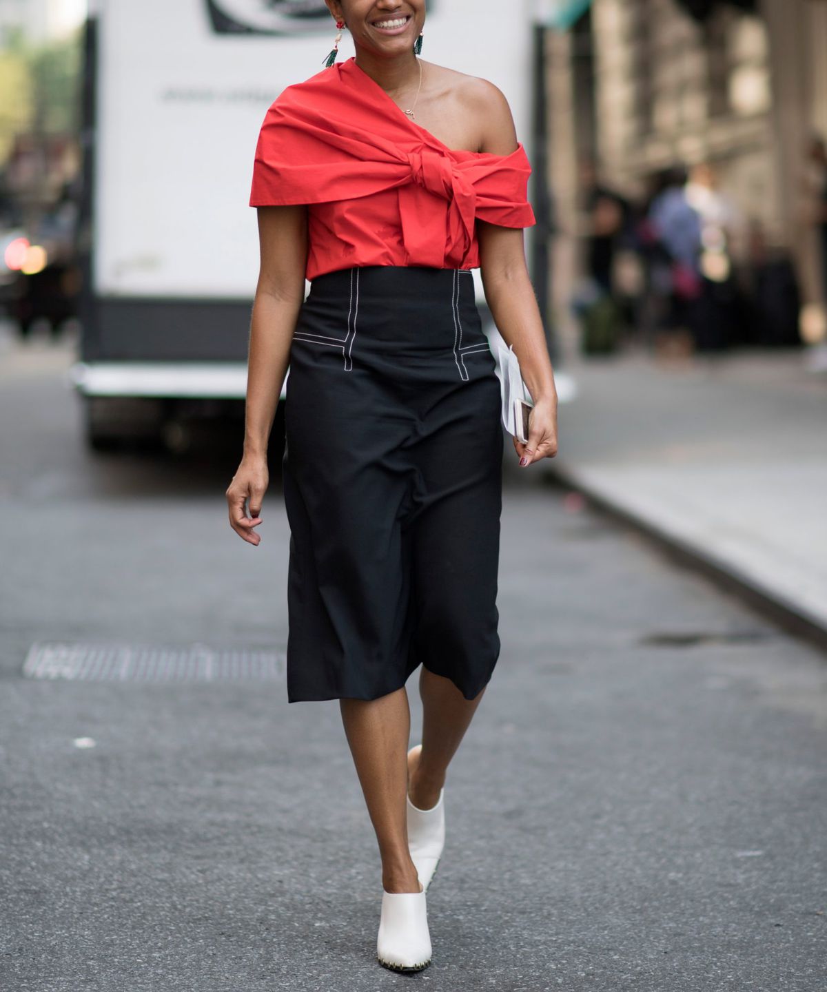 Consider the one-shoulder top