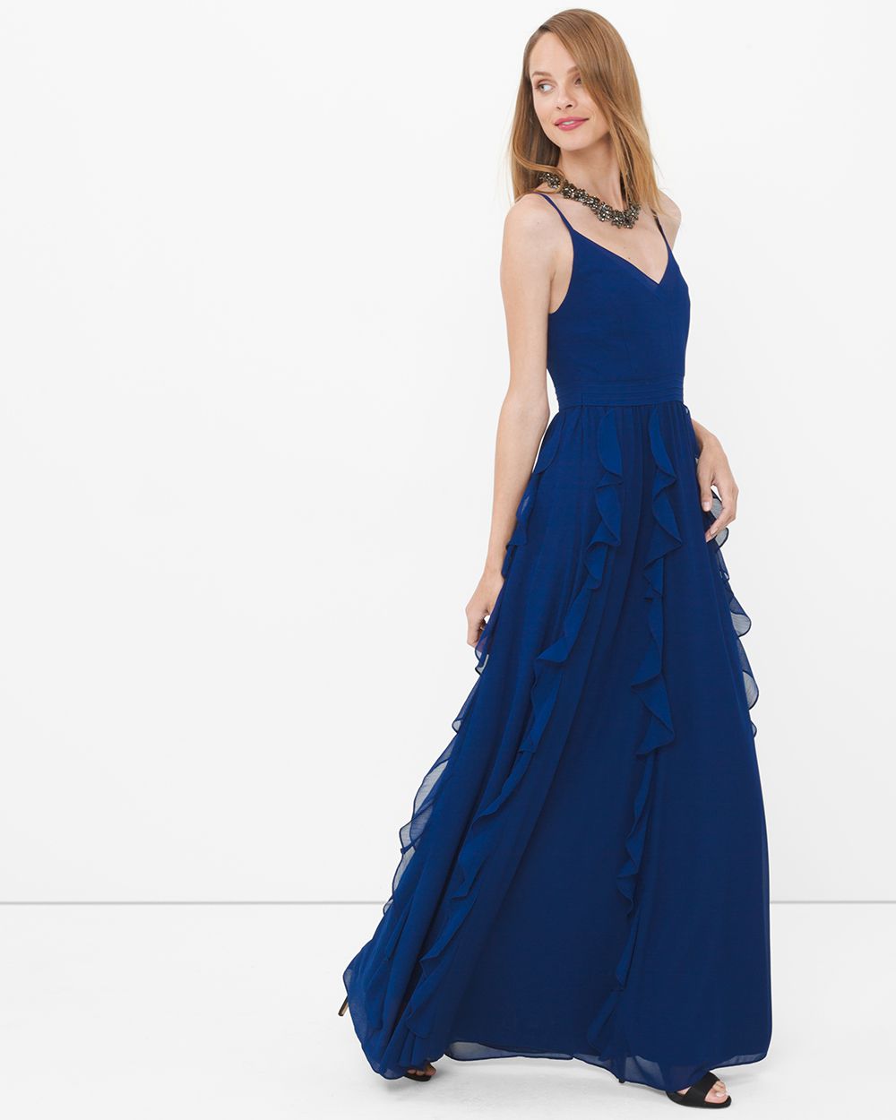 Blue Ruffled Gown