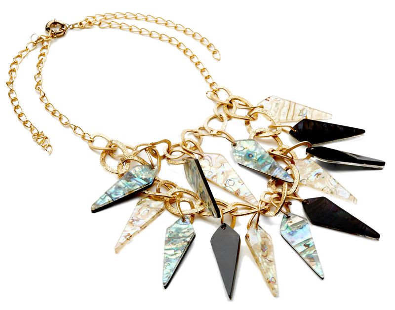 Mother-of-Pearl Daggers Bib Necklace