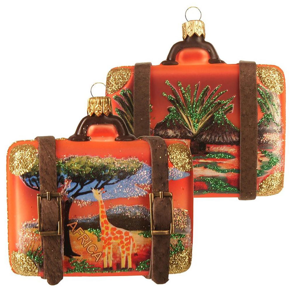 Handblown Glass Travel Suitcase Ornament