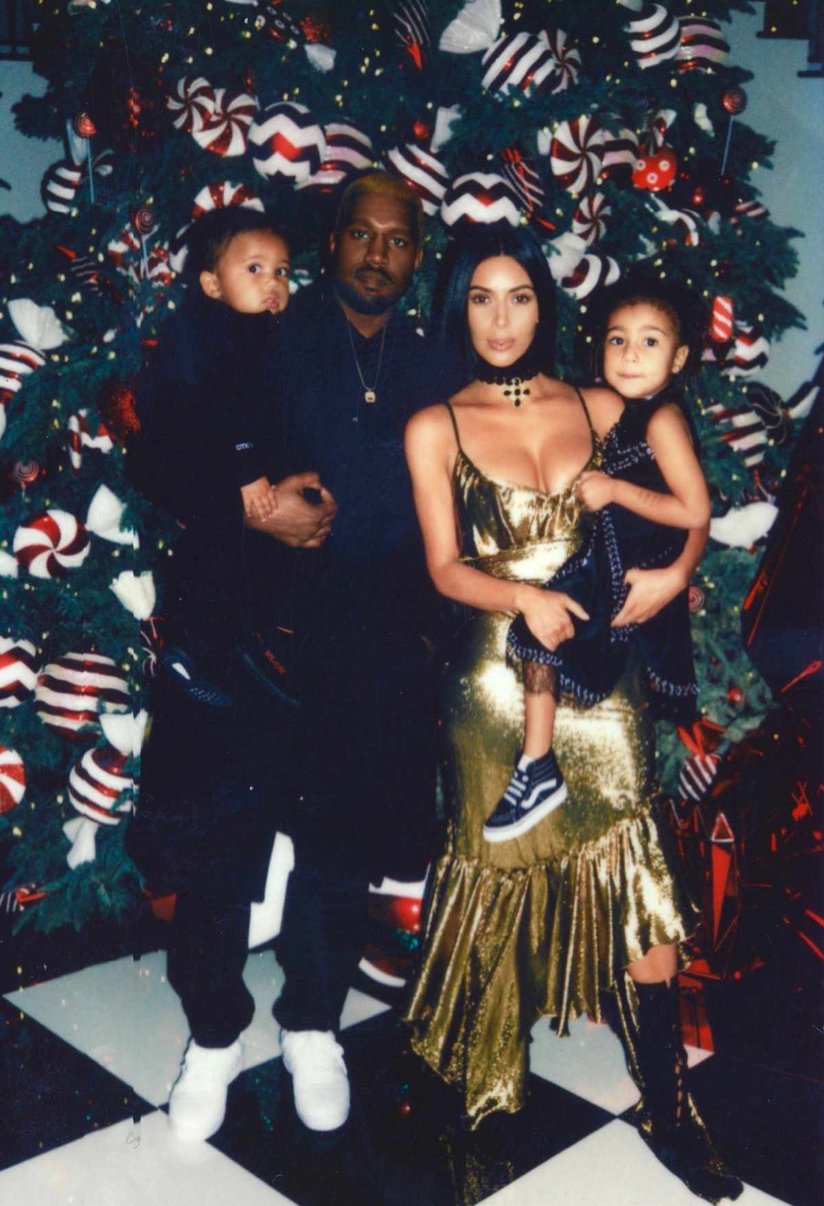 Kim and Kanye West - Holiday Photo