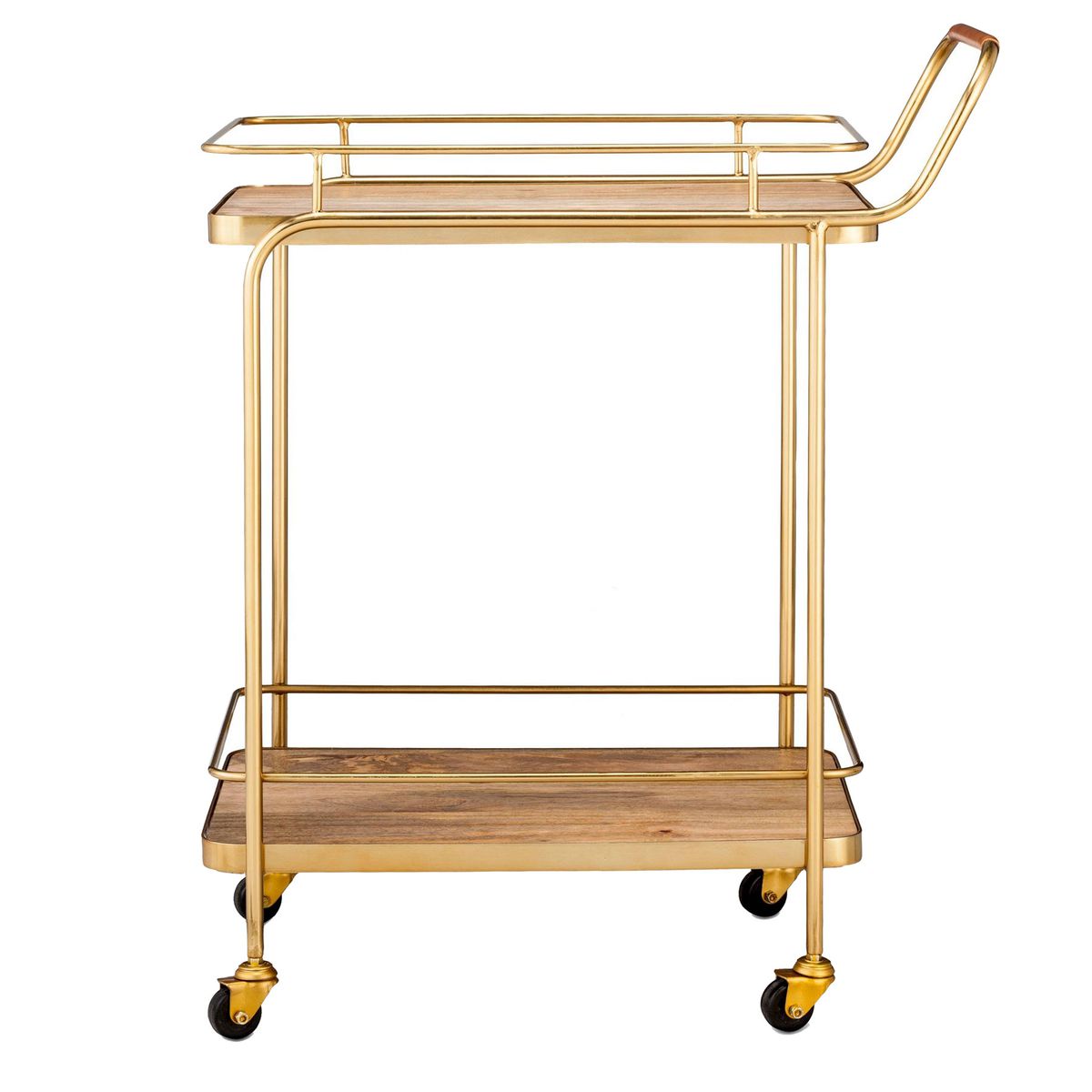 Metal, Wood, and Leather Bar Cart