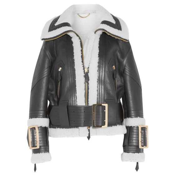 Burberry Leather-trimmed Shearling Jacket