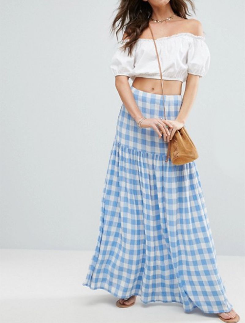 High Waisted Maxi Skirt in Gingham