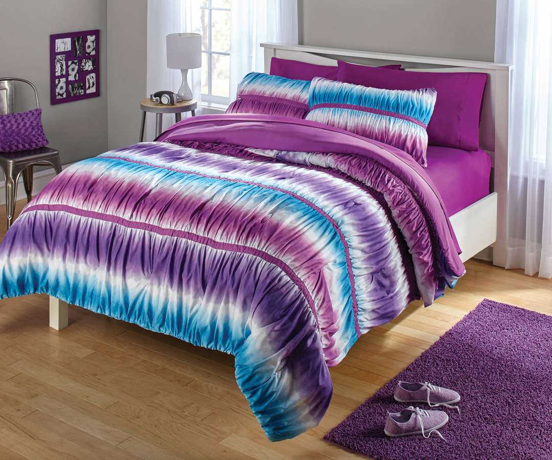 Your Zone Ruched Tie Dye Comforter Set