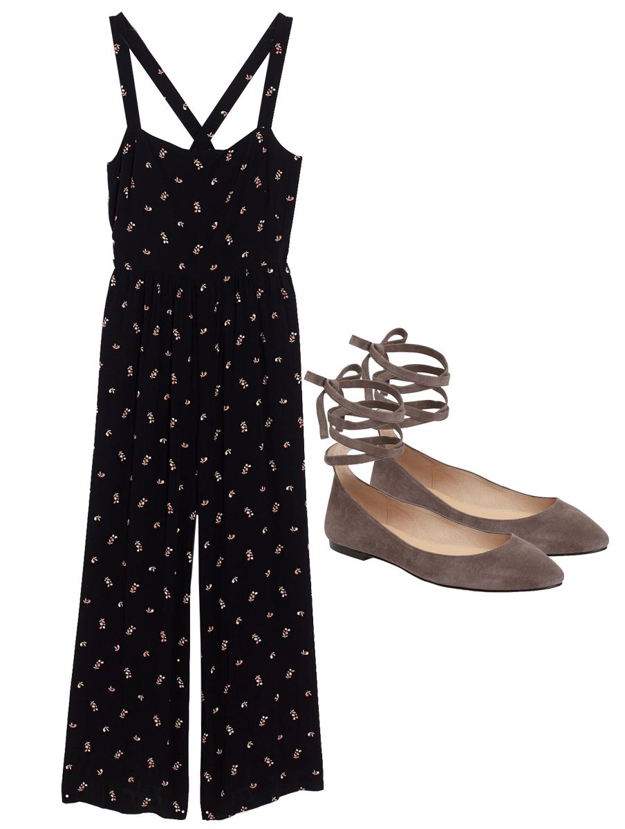 A swift walk in a jumpsuit and tie-up flats will make you the most stylish commuter on foot.