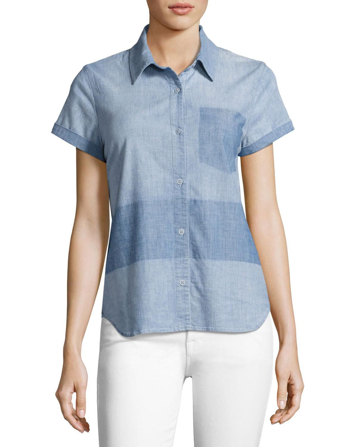 Wylie Two-Tone Denim Short-Sleeve Shirt
