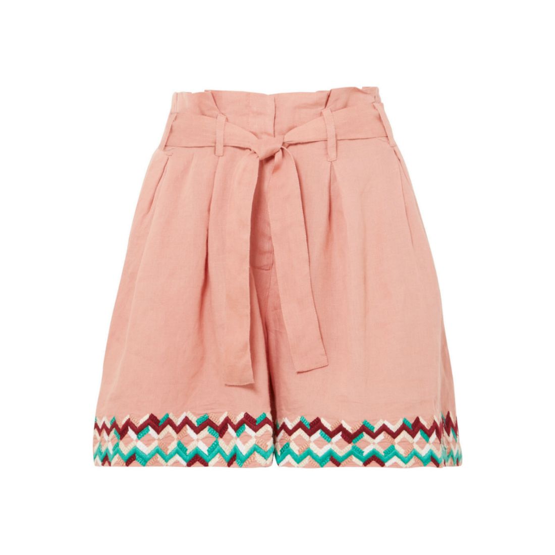 Embroidered Linen Shorts