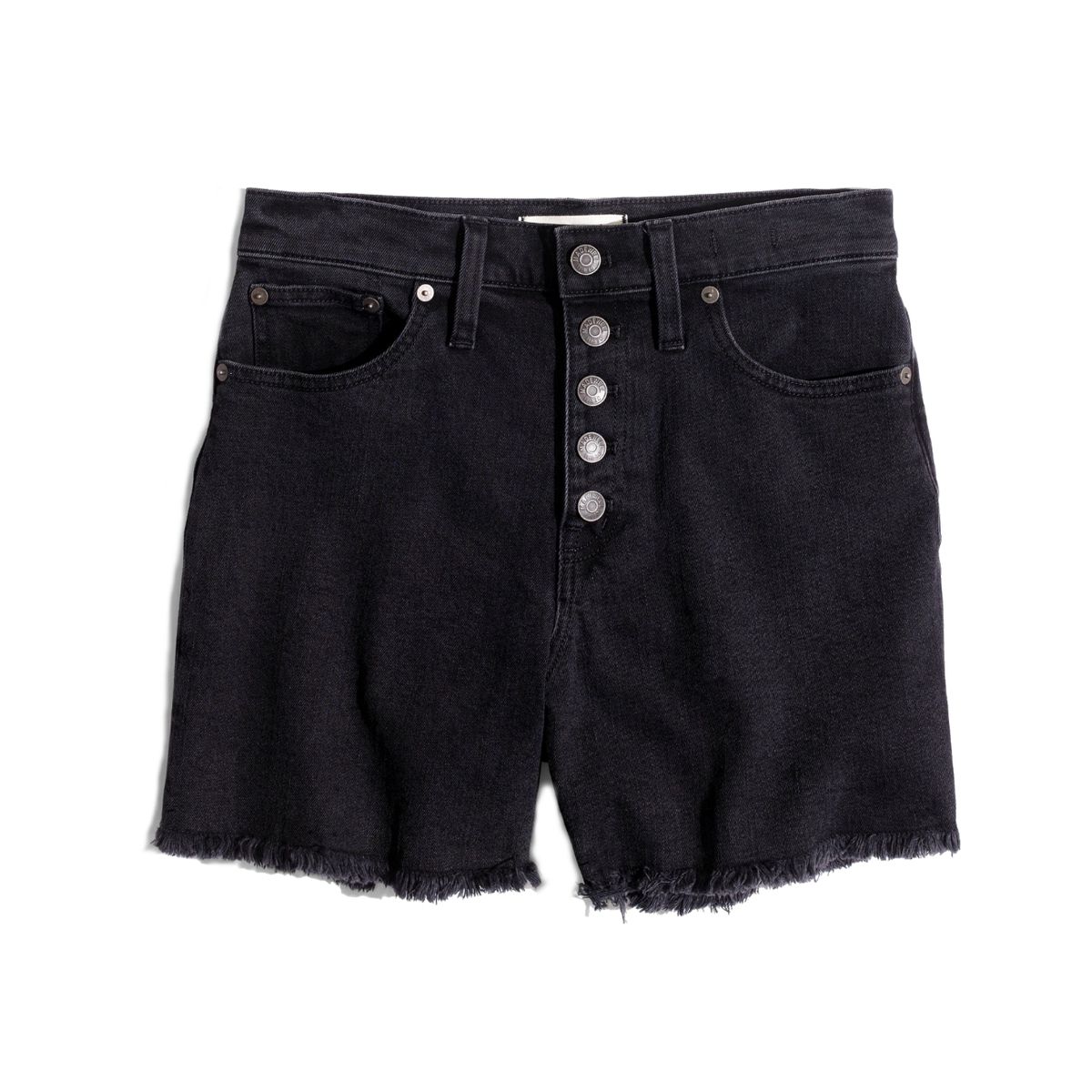 High-Rise Button Through Denim Shorts