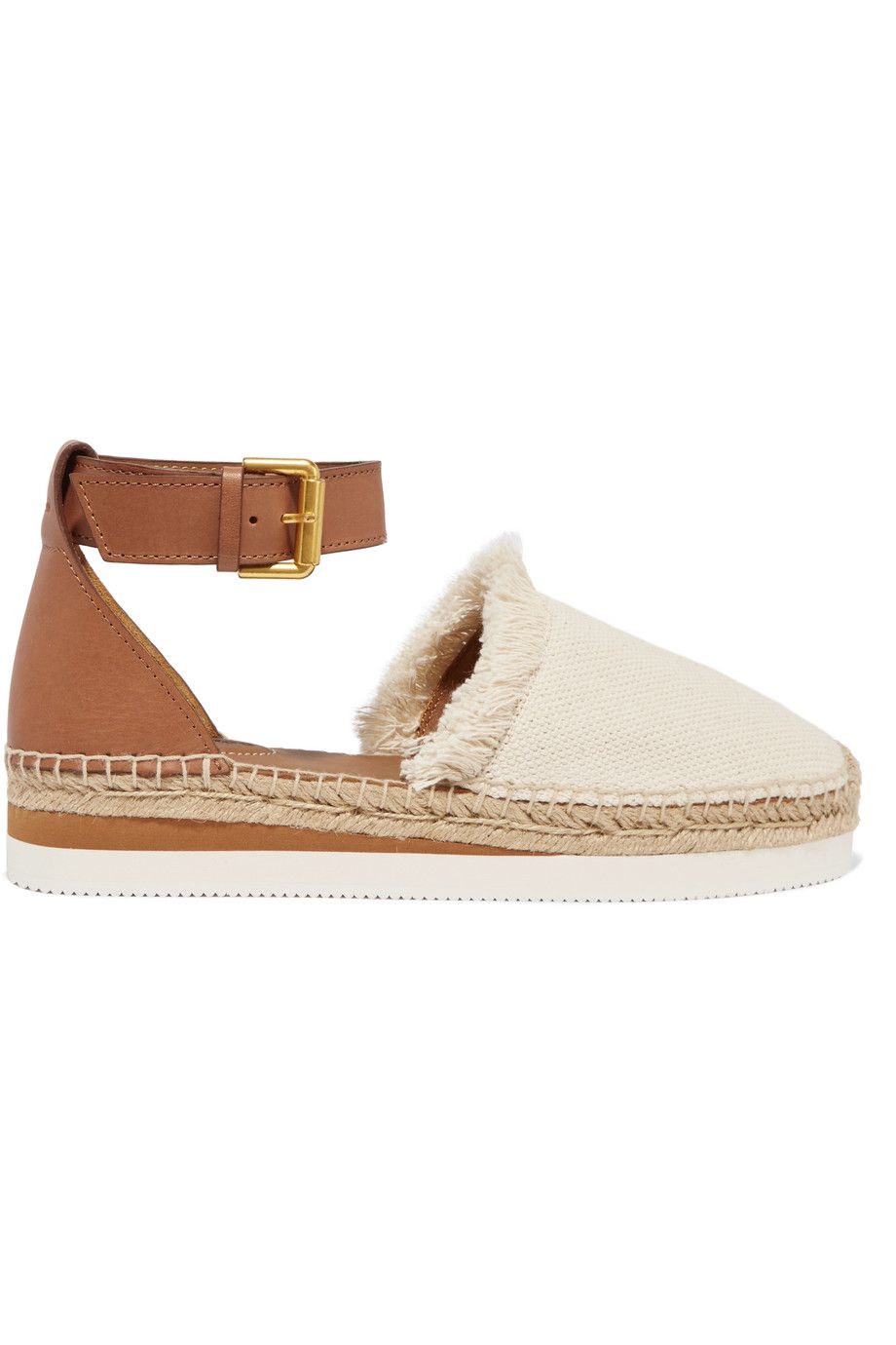 Fringed Canvas and Leather Espadrilles