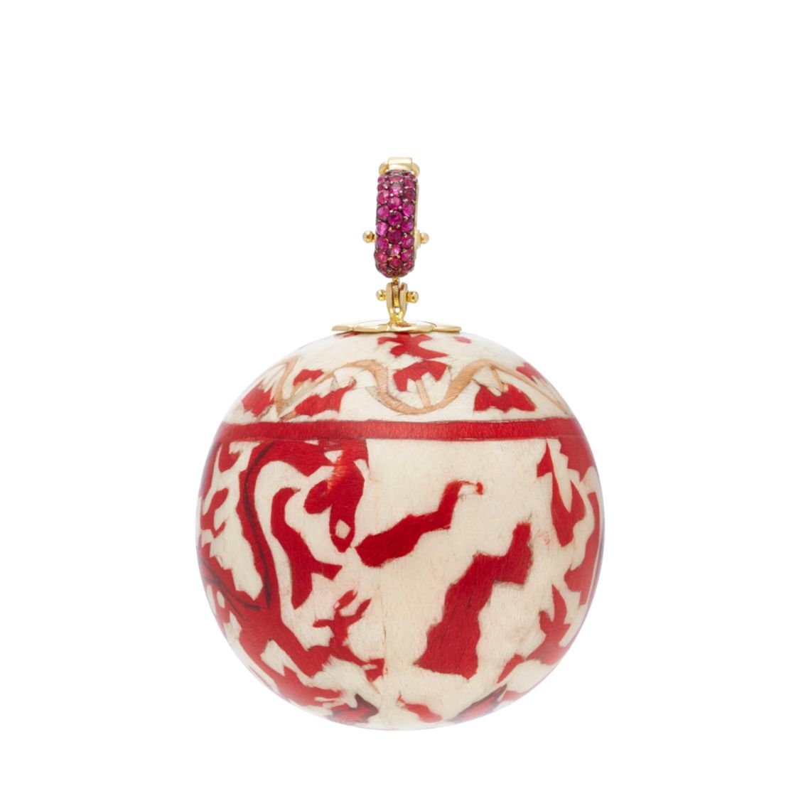 Marquetry Chinese Red Ball Charm With Gemfields Rubies