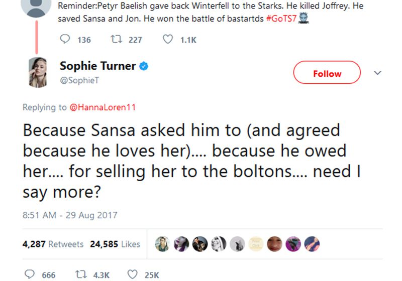 Sophie Turner Tweet - Embed 1