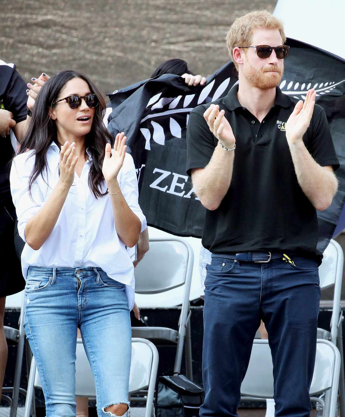At This Exact Moment Meghan Realized Her Sunglasses Matched Harry's.