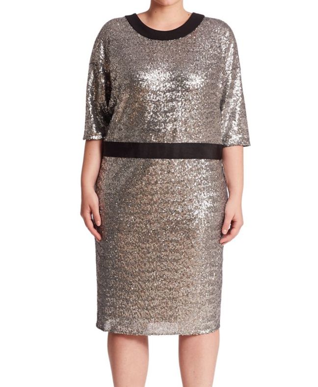 ABS's Domanin Sleeve Fitted Sequin Dress