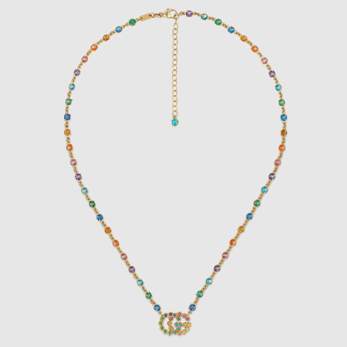 Gucci Double G necklace with multicolor stones