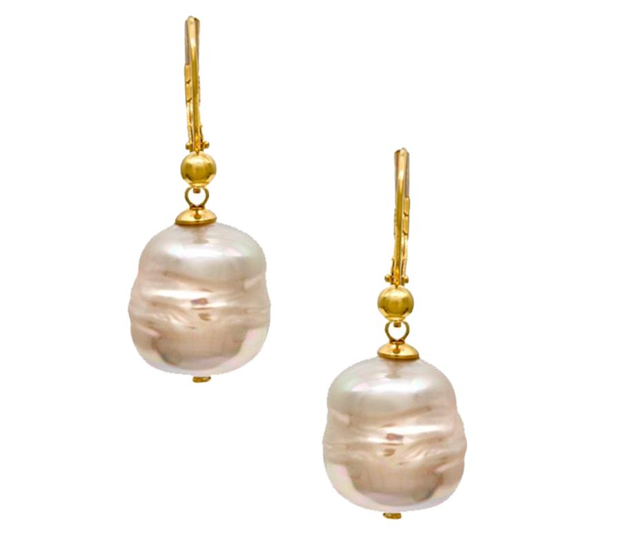 Baroque Manmade Organic Pearl Drop Earrings