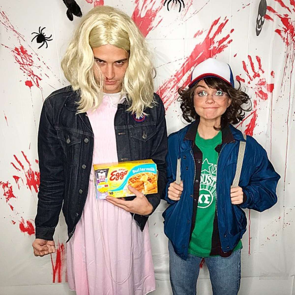 Sarah Hyland and Wells Adams as Dustin and Eleven from Stranger Things