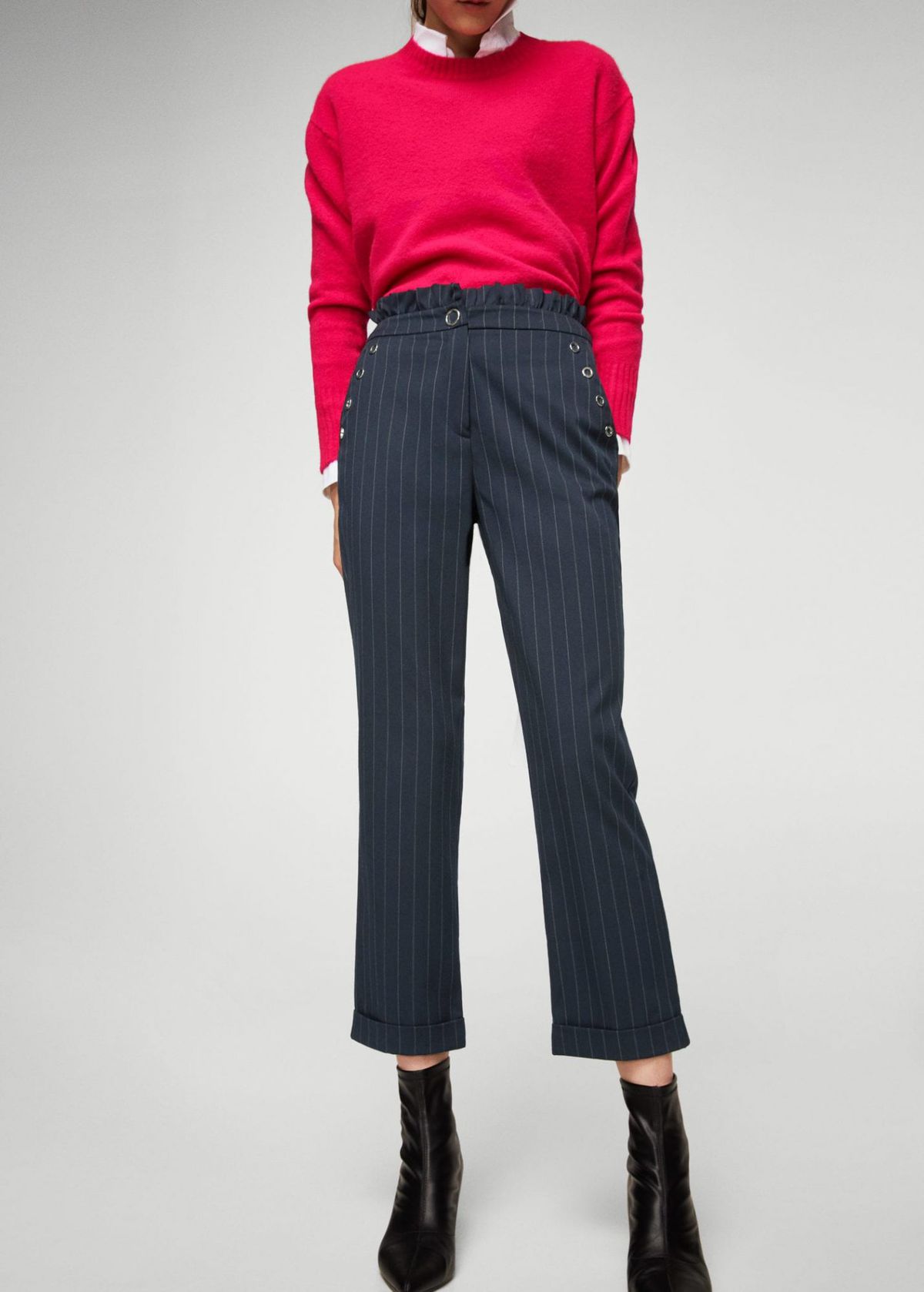 Eyelets striped trousers