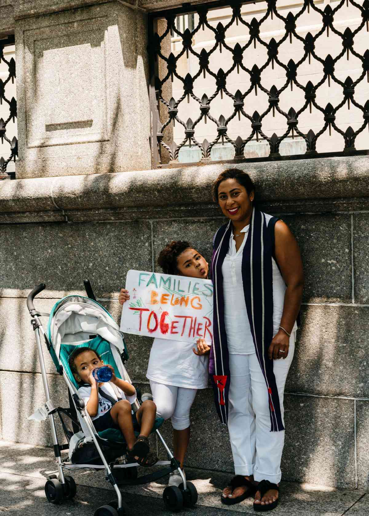 Reverend Ciara Simonson with her 5-year-old daughter Victoria and 2-year-old son Immanuel