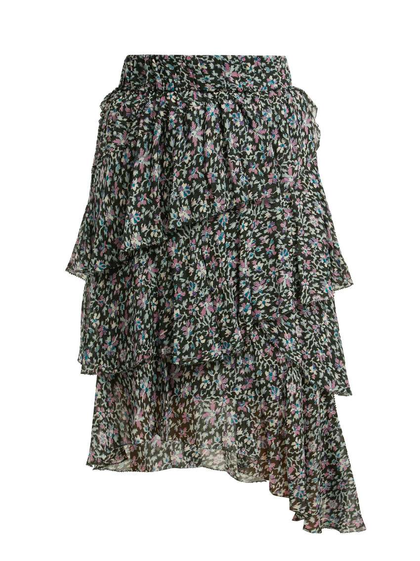 Floral Asymmetric Crepe Skirt